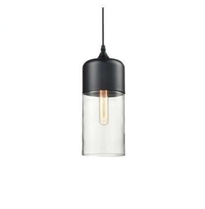 Élégante suspension en verre et bois