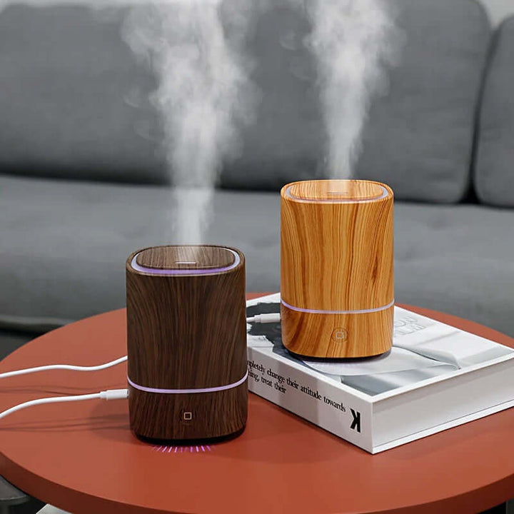 Humidificateur aspect bois - diffuseur d'arômes à ultrasons, LED