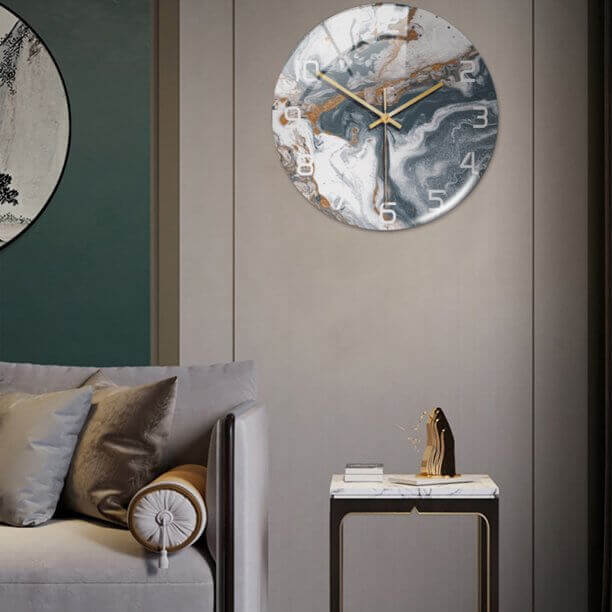Horloge murale élégante aspect marbre 30 cm