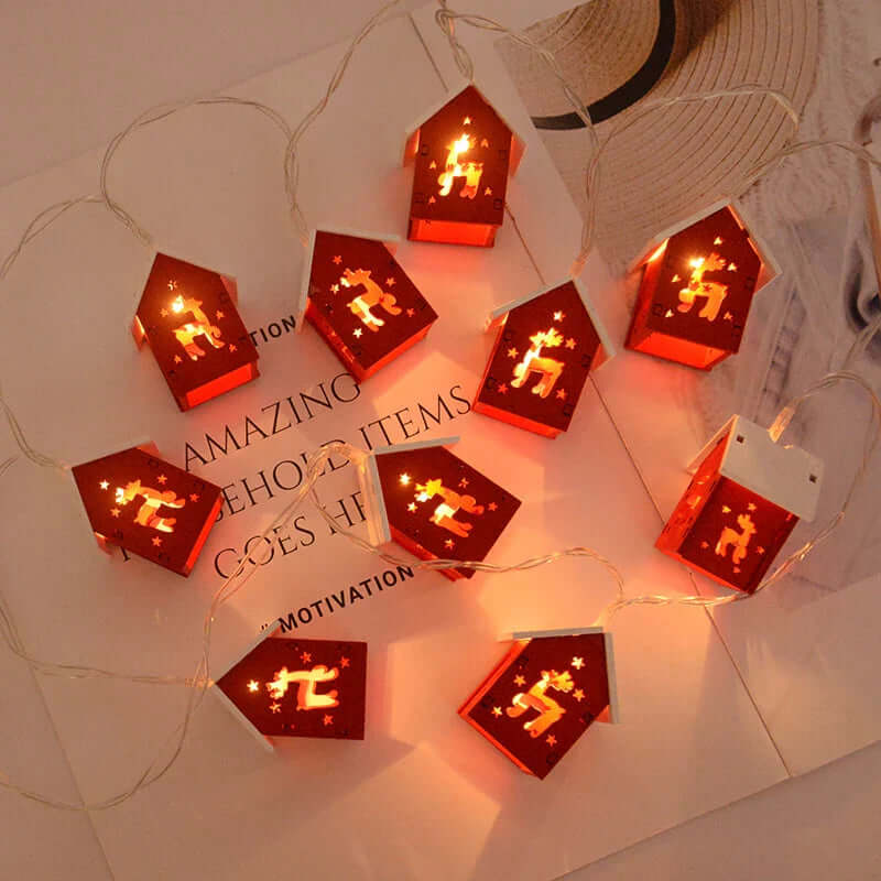 Hängende Holz-Weihnachtshäuser mit LED