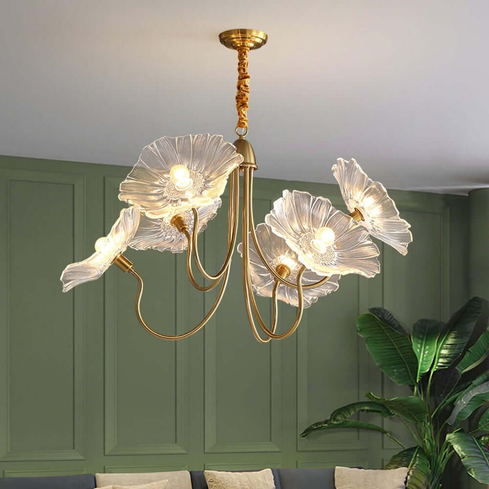 Moderner Glas-Kronleuchter Lotusblüten-Design