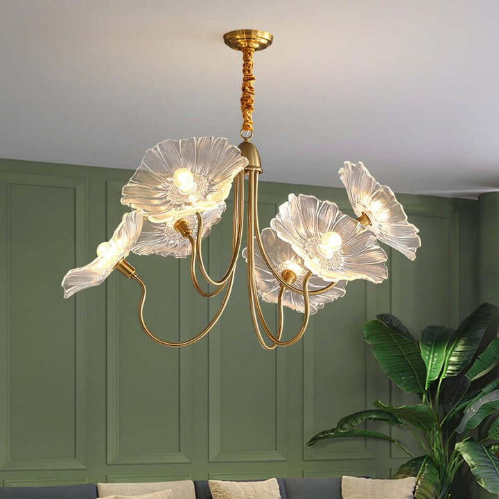 Moderner Glas-Kronleuchter Lotusblüten-Design