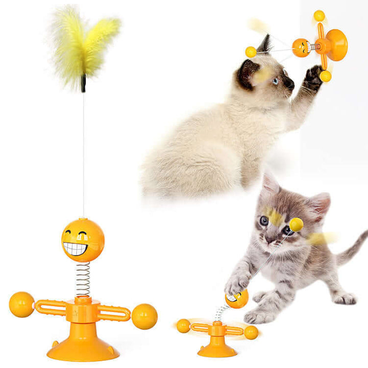 Jouet pour chat avec griffoir et moulin à vent - Interactif