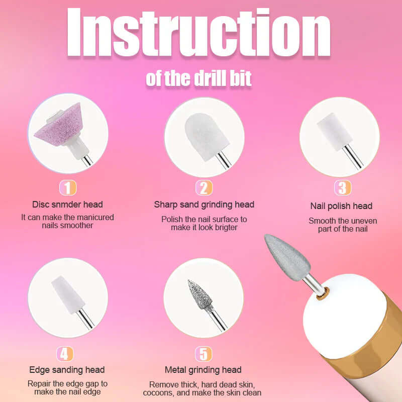 Appareil électrique de soin des ongles 5 en 1 - Kit de manucure avec lumière LED