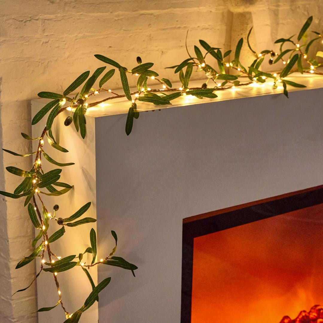 Dekorative LED Lichterkette Olivenzweig 182cm