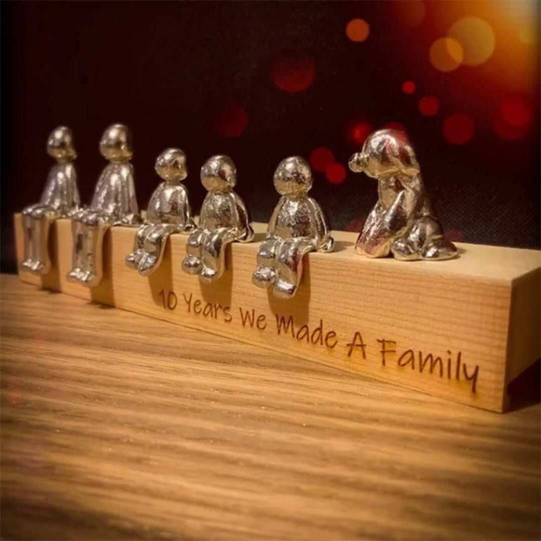 Familienskulptur Einheit Silber