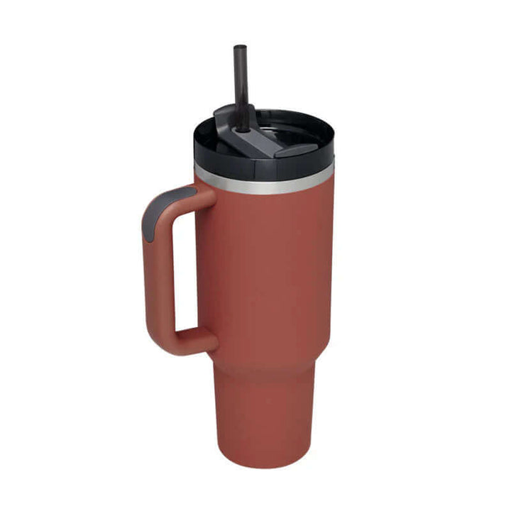 Isolierbecher mit Griff & Strohhalm - Kaffeebecher & Wasserflasche