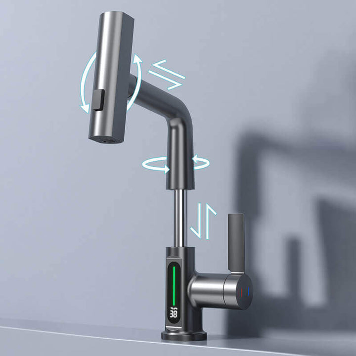 Flexibler Küchenarmatur mit LED, 360° drehbar