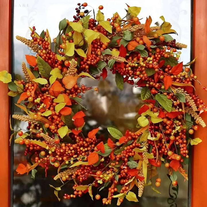 Herbstlicher Wandkranz mit Beeren & Blättern