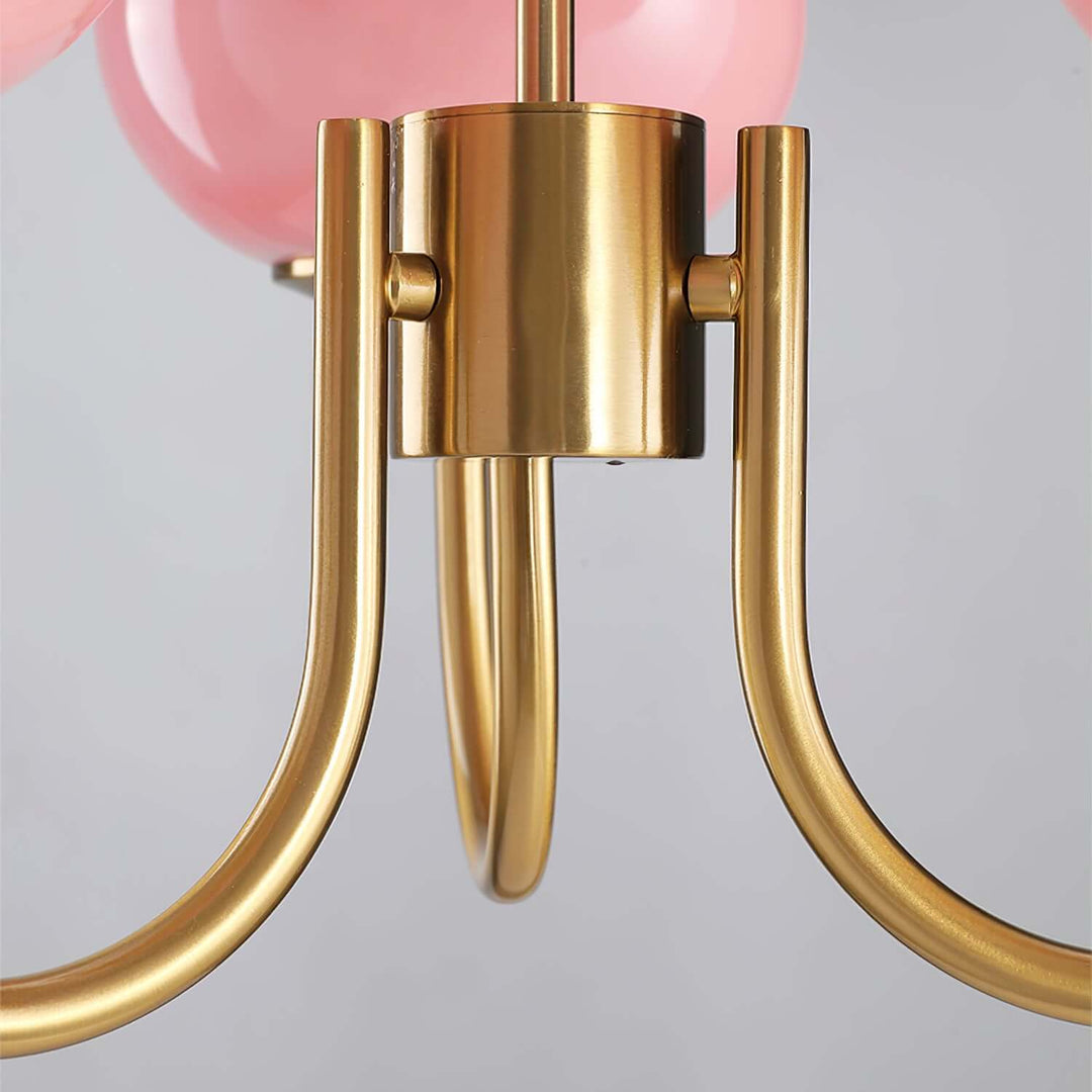 Moderner Kronleuchter mit Rosa Glasschirmen