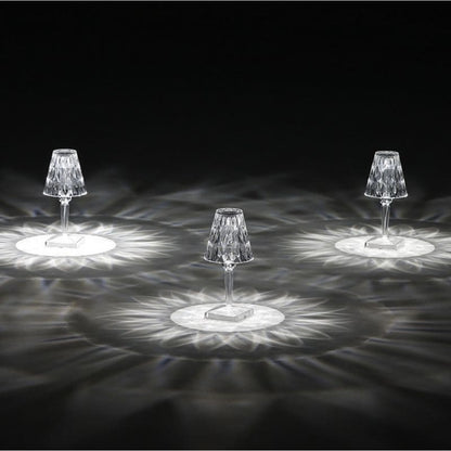 Lampe de table en cristal, dimmable, à piles