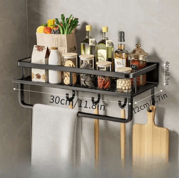 Étagère de cuisine noire - étagère murale moderne
