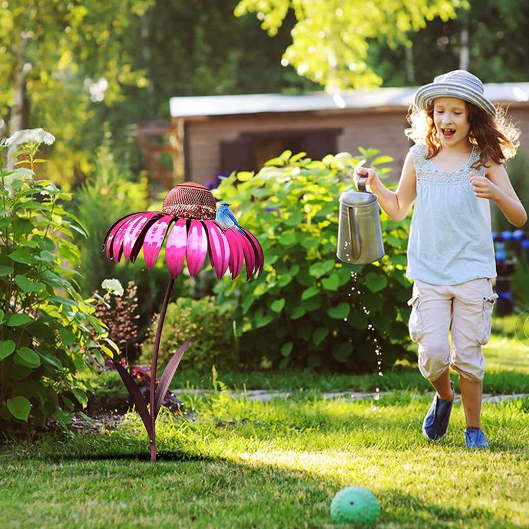 Décoration de jardin suspendue en métal en forme de fleur pour nichoir
