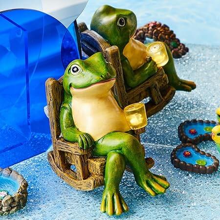 Figurine décorative de grenouille de jardin lumineuse