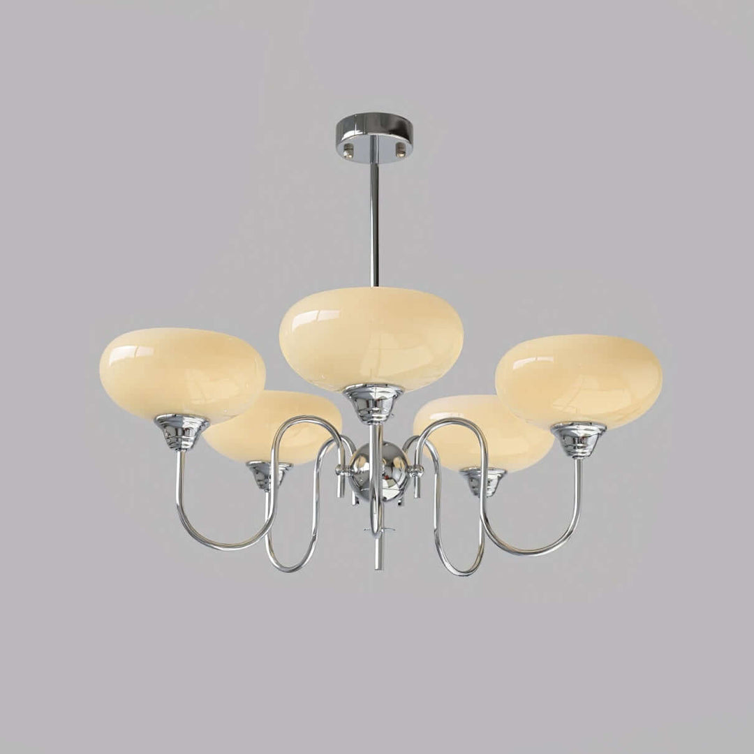 Cremefarbener Kaki Glas-Kronleuchter