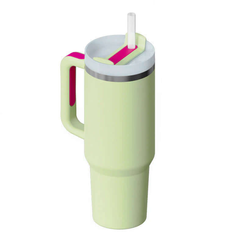 Isolierbecher mit Griff & Strohhalm - Kaffeebecher & Wasserflasche