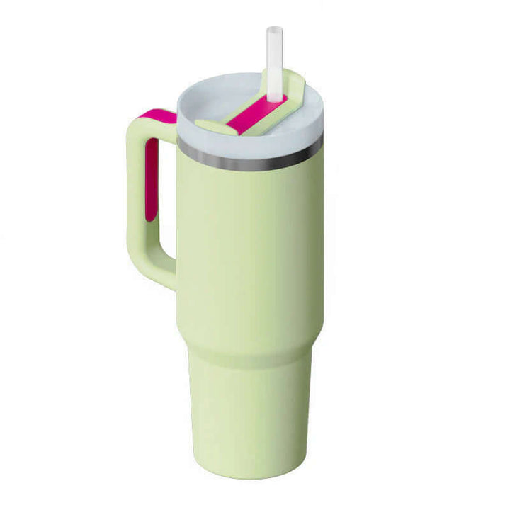 Isolierbecher mit Griff & Strohhalm - Kaffeebecher & Wasserflasche