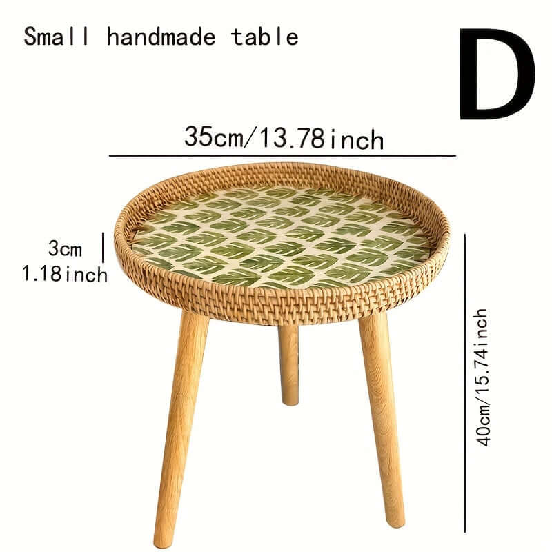 Table d'appoint ronde en rotin - bois naturel