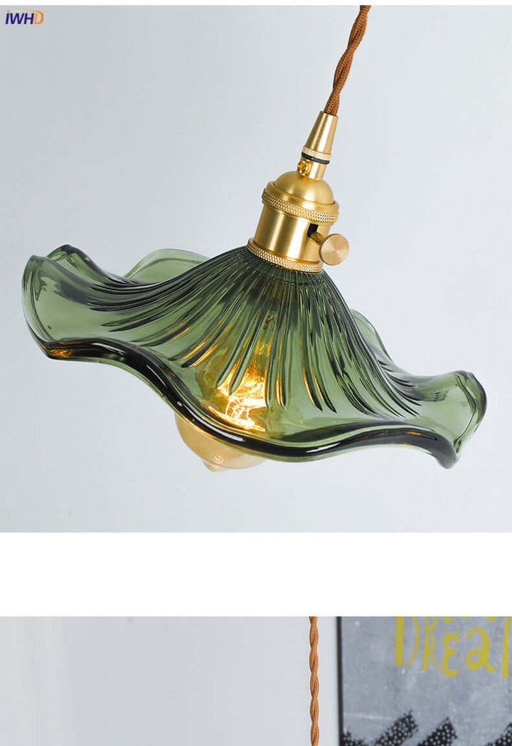 LED-Hängeleuchte, Buntglas & Kupfer - Modernes Design