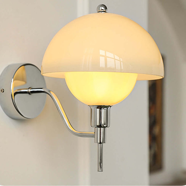 Pilz Design Glas Wandleuchte Creme