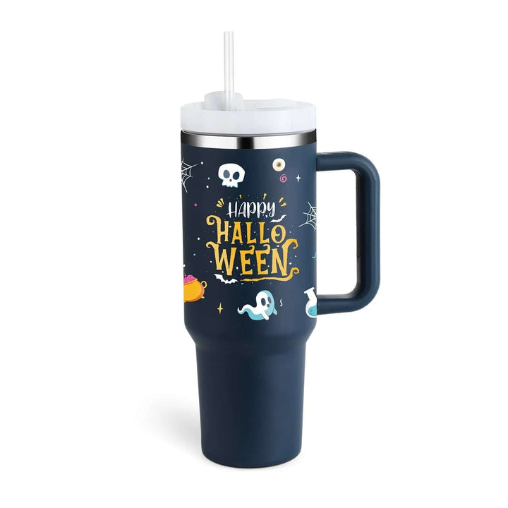 Isolierbecher mit Griff & Strohhalm - Kaffeebecher & Wasserflasche
