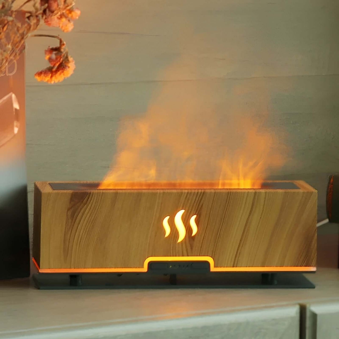 3-in-1 Aroma Diffuser Luftbefeuchter mit Flammenlicht