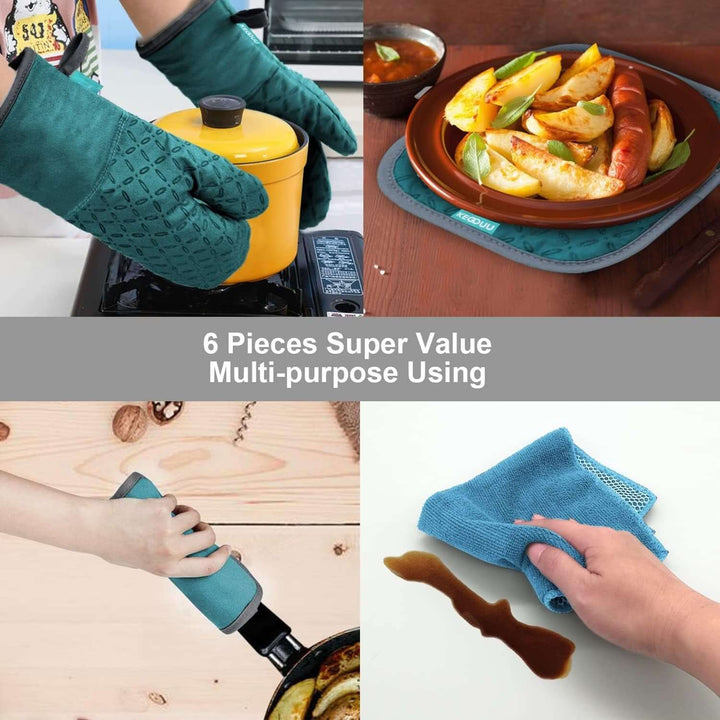 6-teiliges Hitzebeständiges Ofenhandschuh-Set
