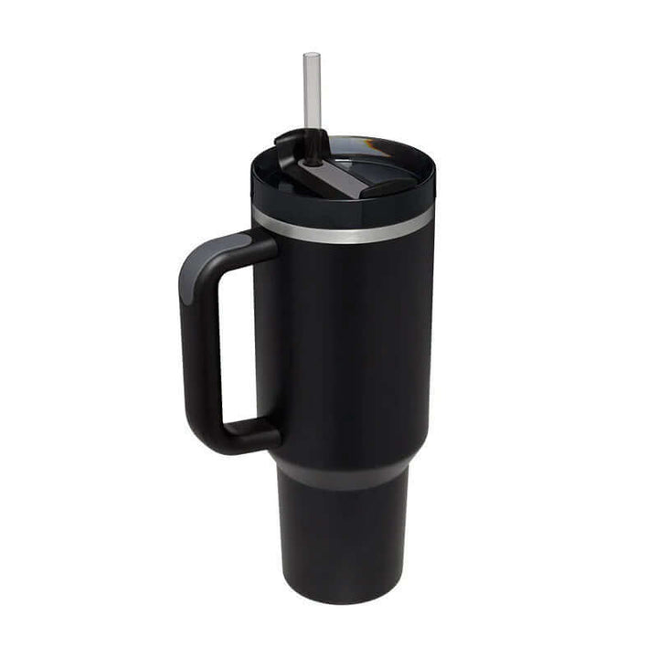 Isolierbecher mit Griff & Strohhalm - Kaffeebecher & Wasserflasche