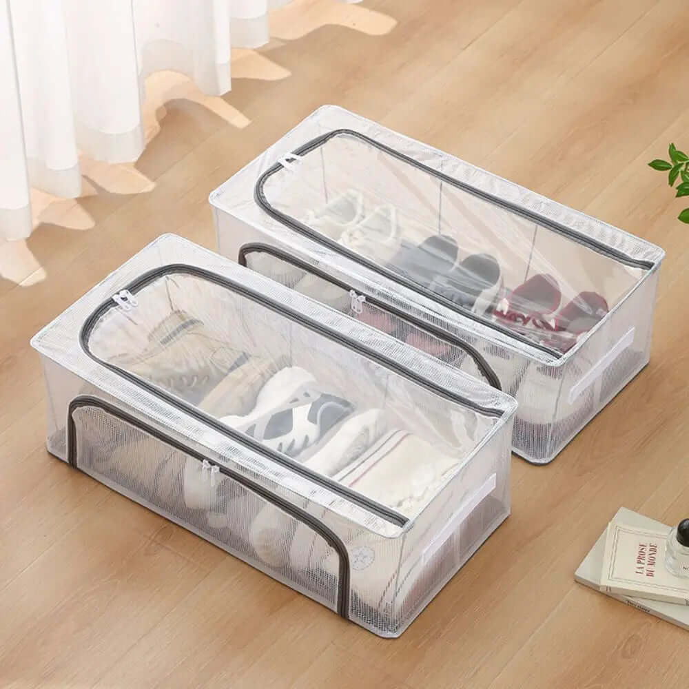 Boîte à chaussures pliable pratique - peu encombrante et bien rangée