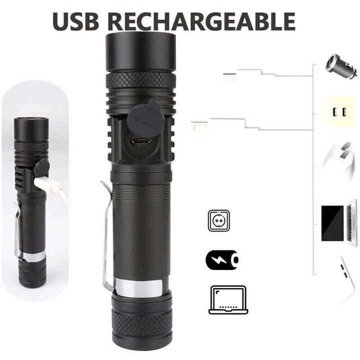 Lampe torche tactique LED 90 000 lm avec zoom 