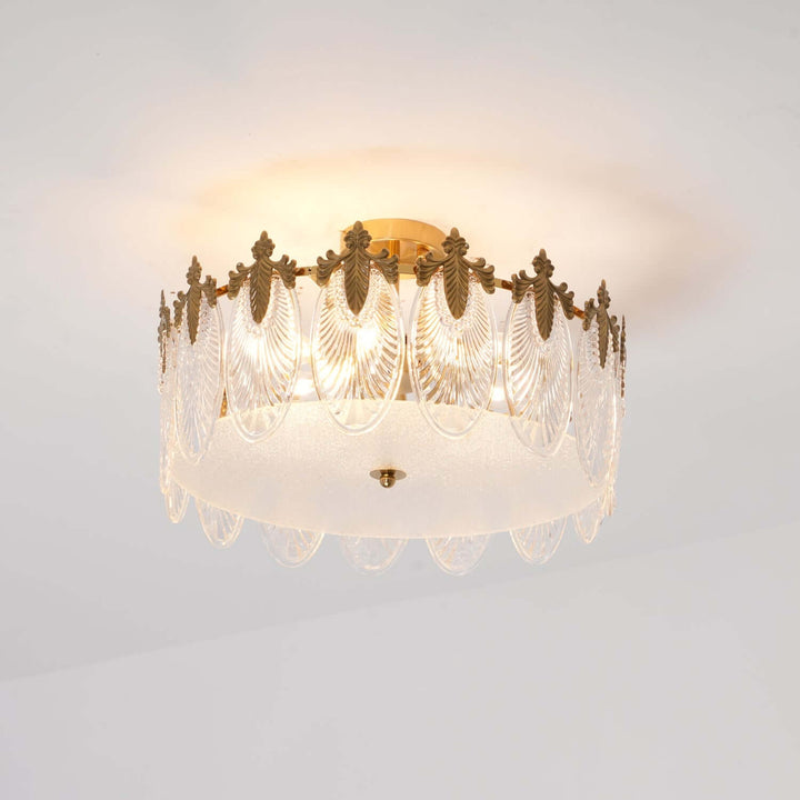 Lustre rond en verre avec motif décoratif