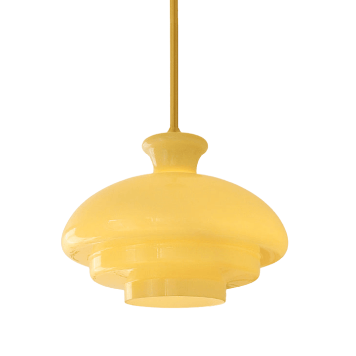 Cremegelbe Bauhaus Pendelleuchte Glas