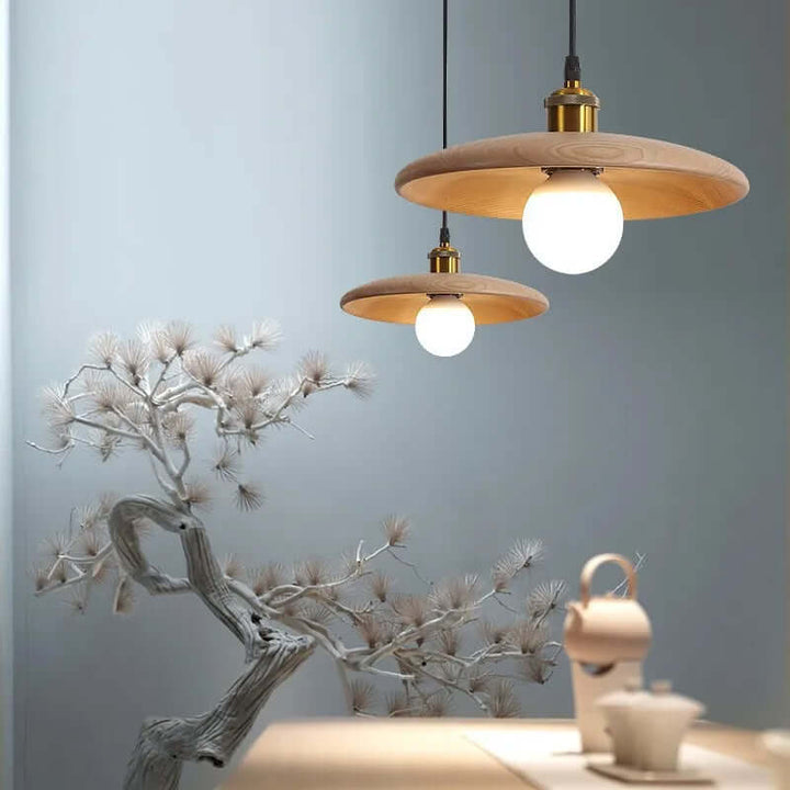 plafonnier en bois, suspension