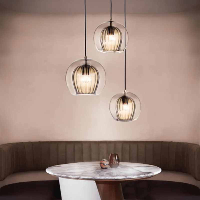 Moderne Hängeleuchte, Aluminium & Glas, LumaLite