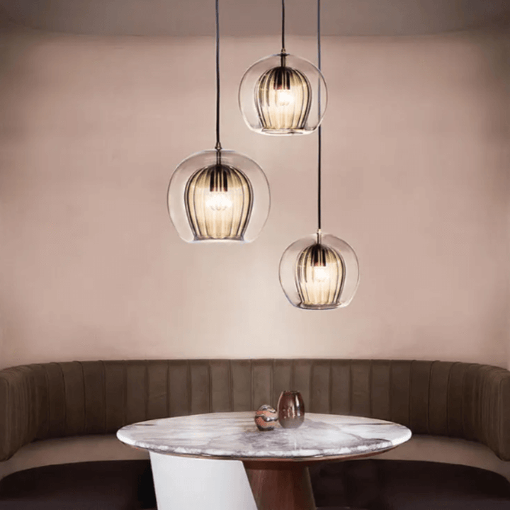 Moderne Hängeleuchte, Aluminium & Glas, LumaLite