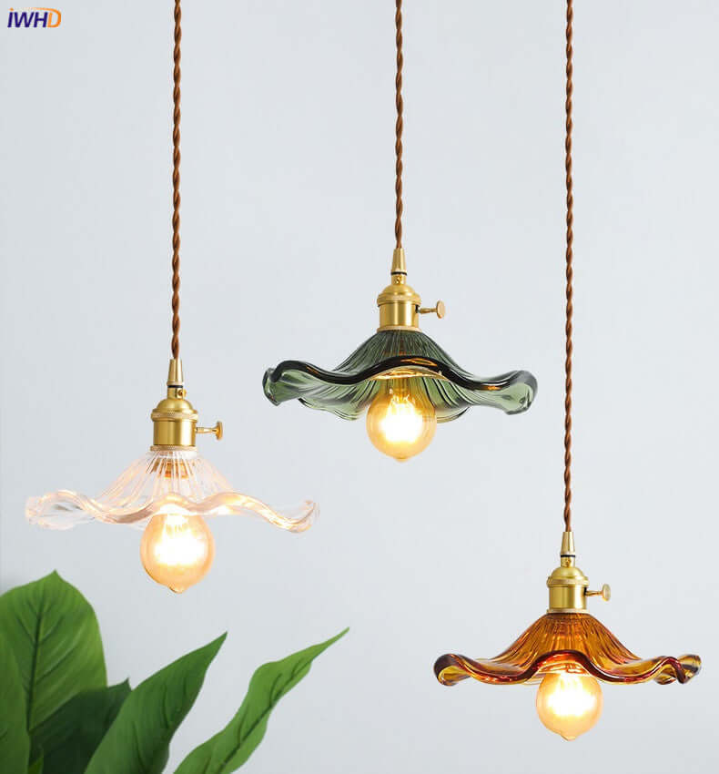 LED-Hängeleuchte, Buntglas & Kupfer - Modernes Design
