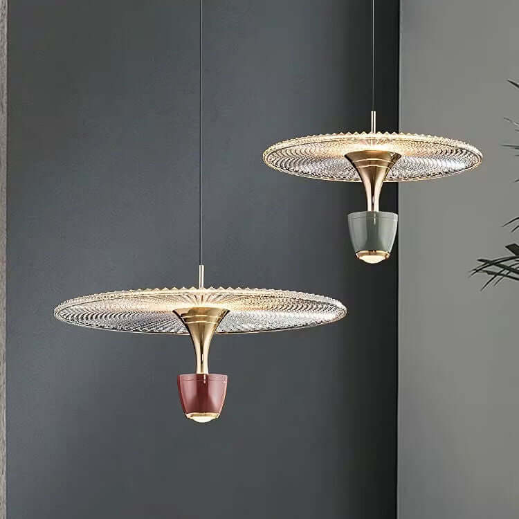 Moderne LED-Pendelleuchte, Scheibenform