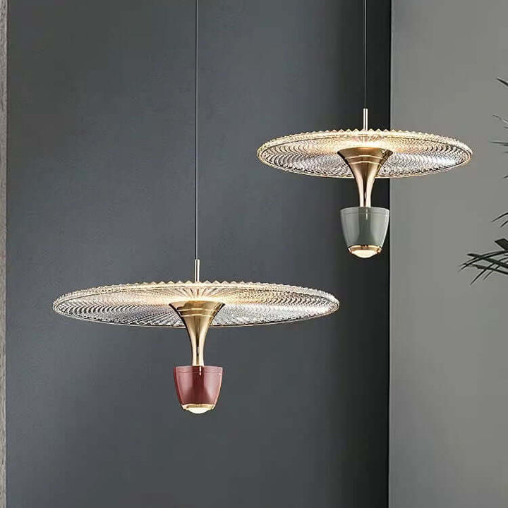 Moderne LED-Pendelleuchte, Scheibenform