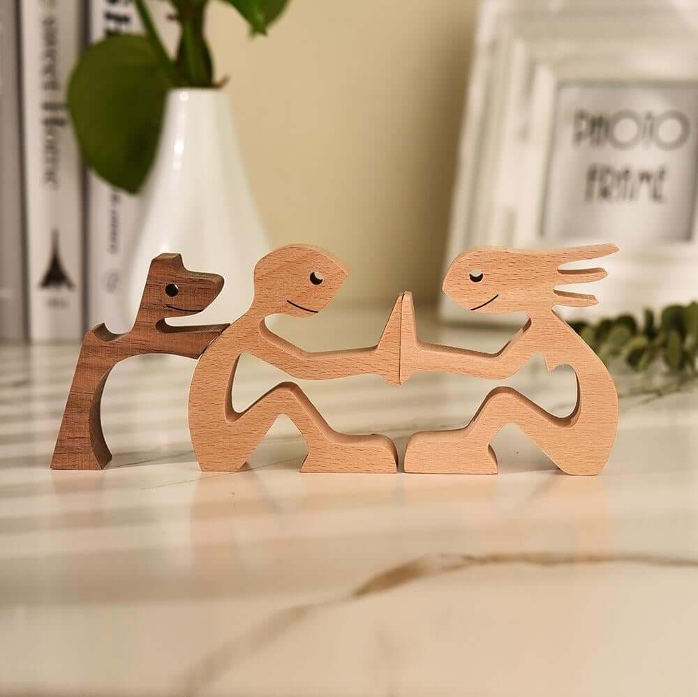 Handgeschnitzte Hundefigur Holzskulptur