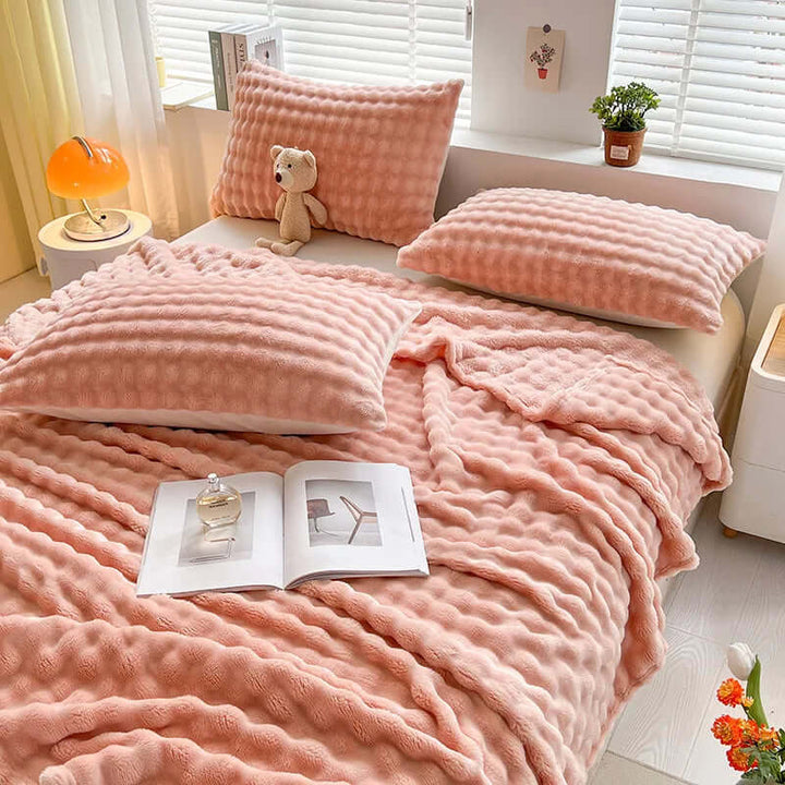 Luxus Fleece Decke Blasentextur - Kuschelweich
