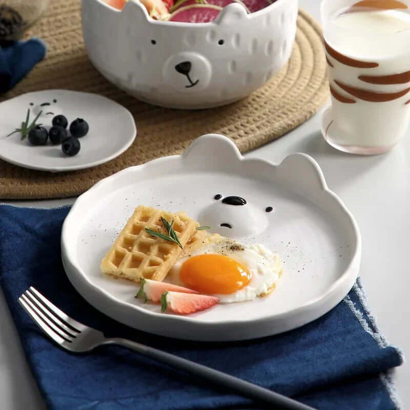 Service de table en céramique 4 pièces motif ours polaire mignon