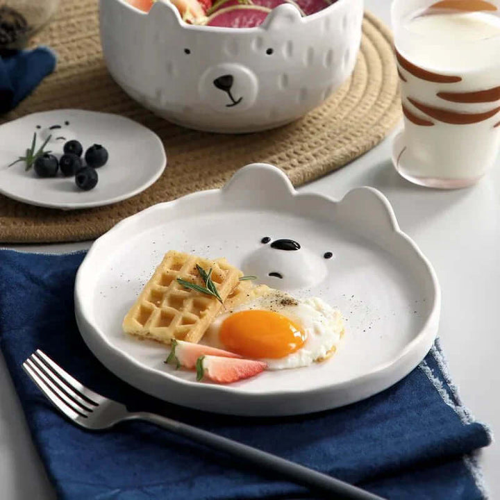 Service de table en céramique 4 pièces motif ours polaire mignon