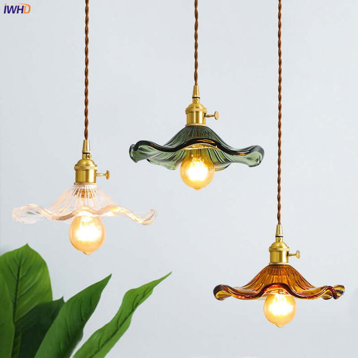 LED-Hängeleuchte, Buntglas & Kupfer - Modernes Design