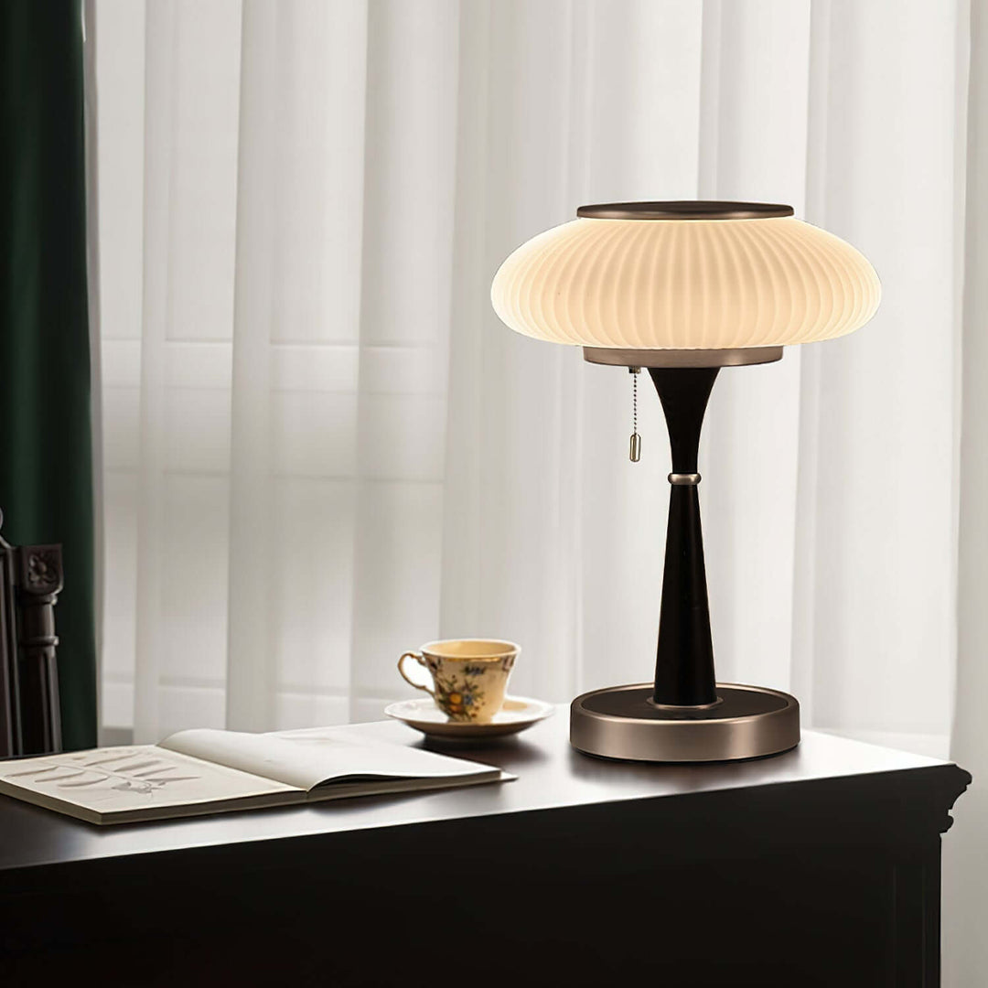 Designer Tischlampe Modern Holz & Metall 36cm