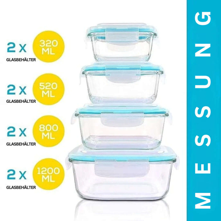 Ensemble de contenants alimentaires en verre – Hermétiques et durables
