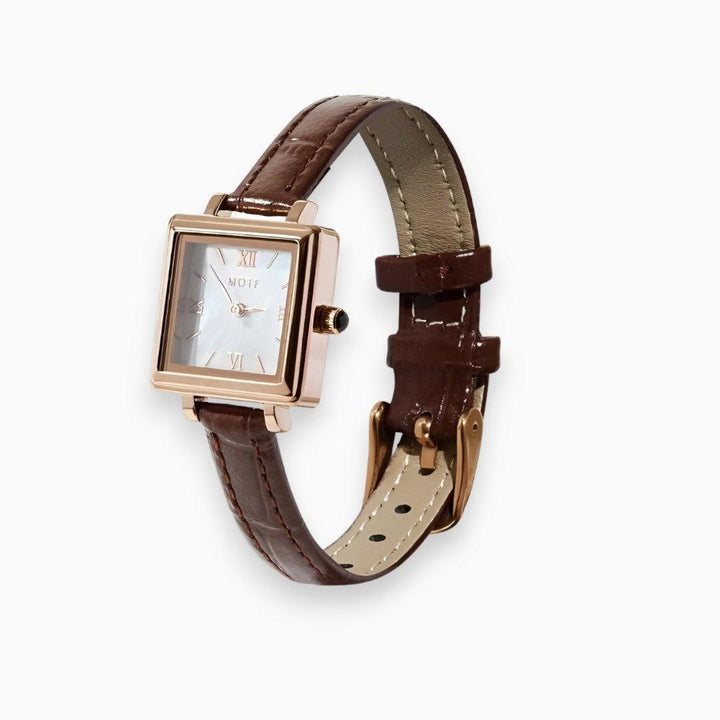Quadratische Aprikose Armbanduhr - Eleganter Stil