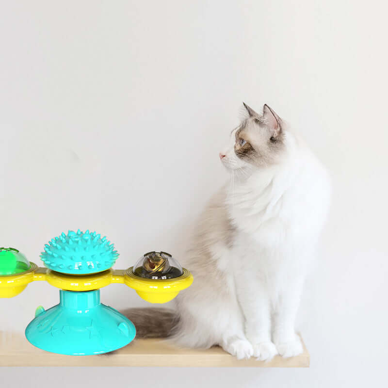 Jouet pour chat avec griffoir et moulin à vent - Interactif