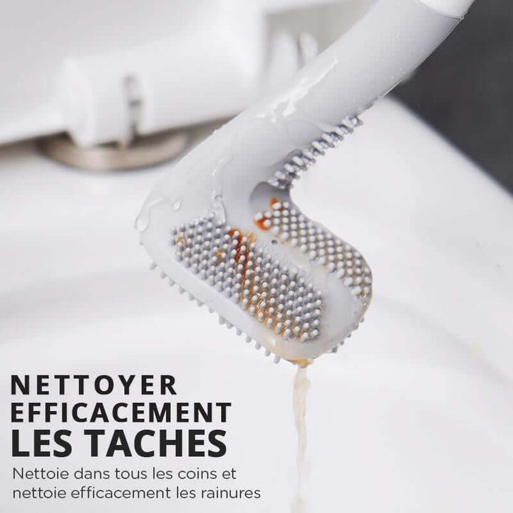 Brosse de toilette en silicone avec manche long