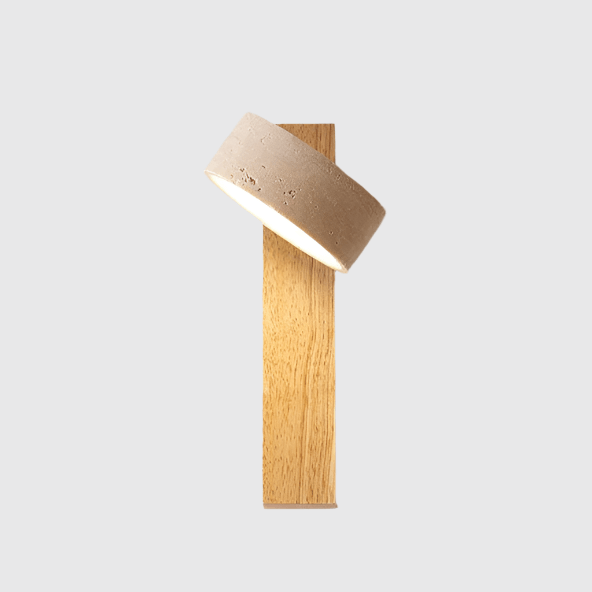 Drehbare Stein & Holz Wandleuchte mit LED