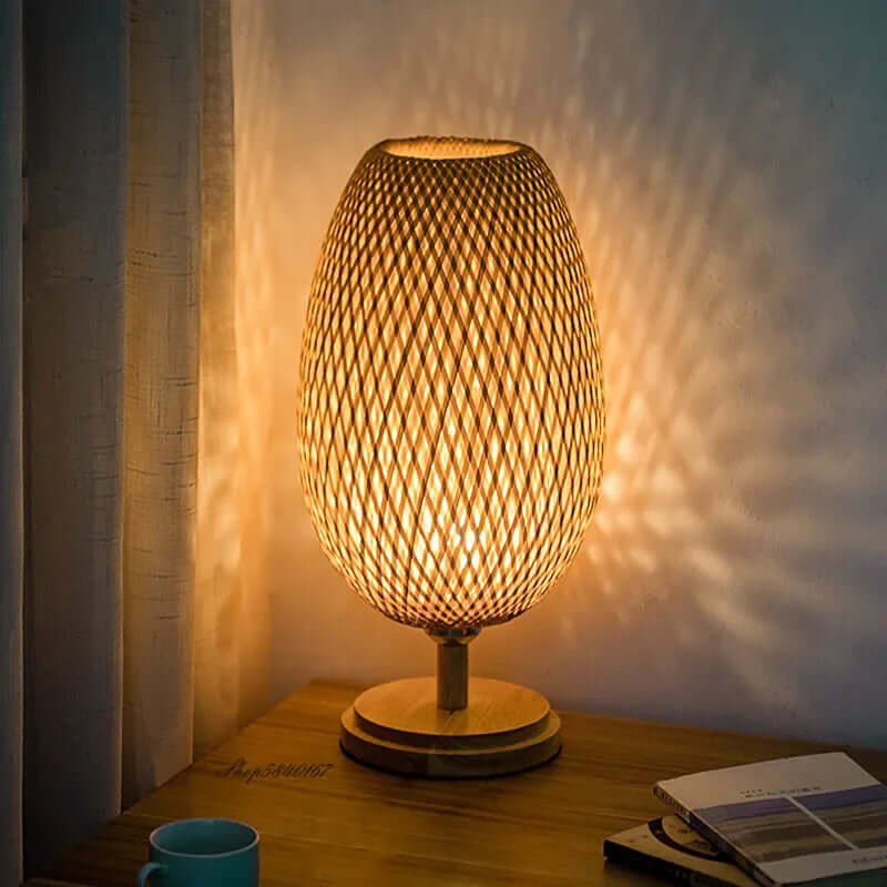 Lampe de table vintage en bambou
